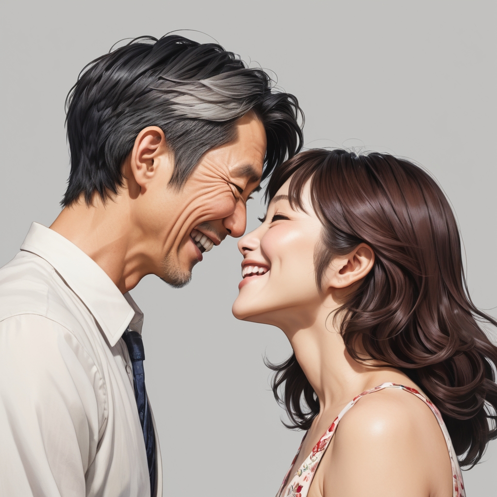 夫婦が向き合って笑顔