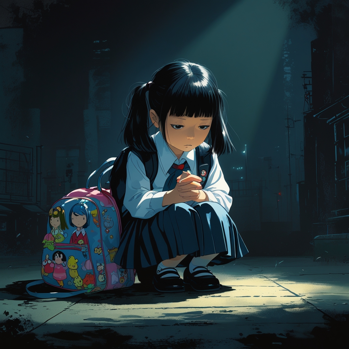 学校に行きたくなさそうな女の子