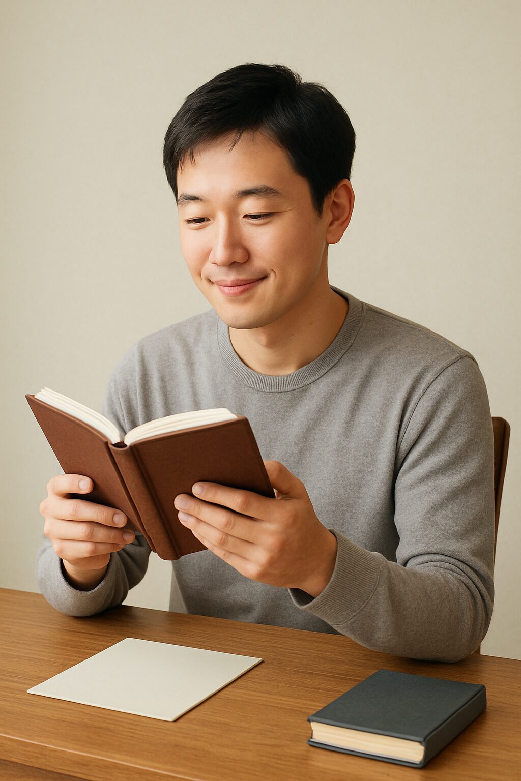 小説を読むおじさん