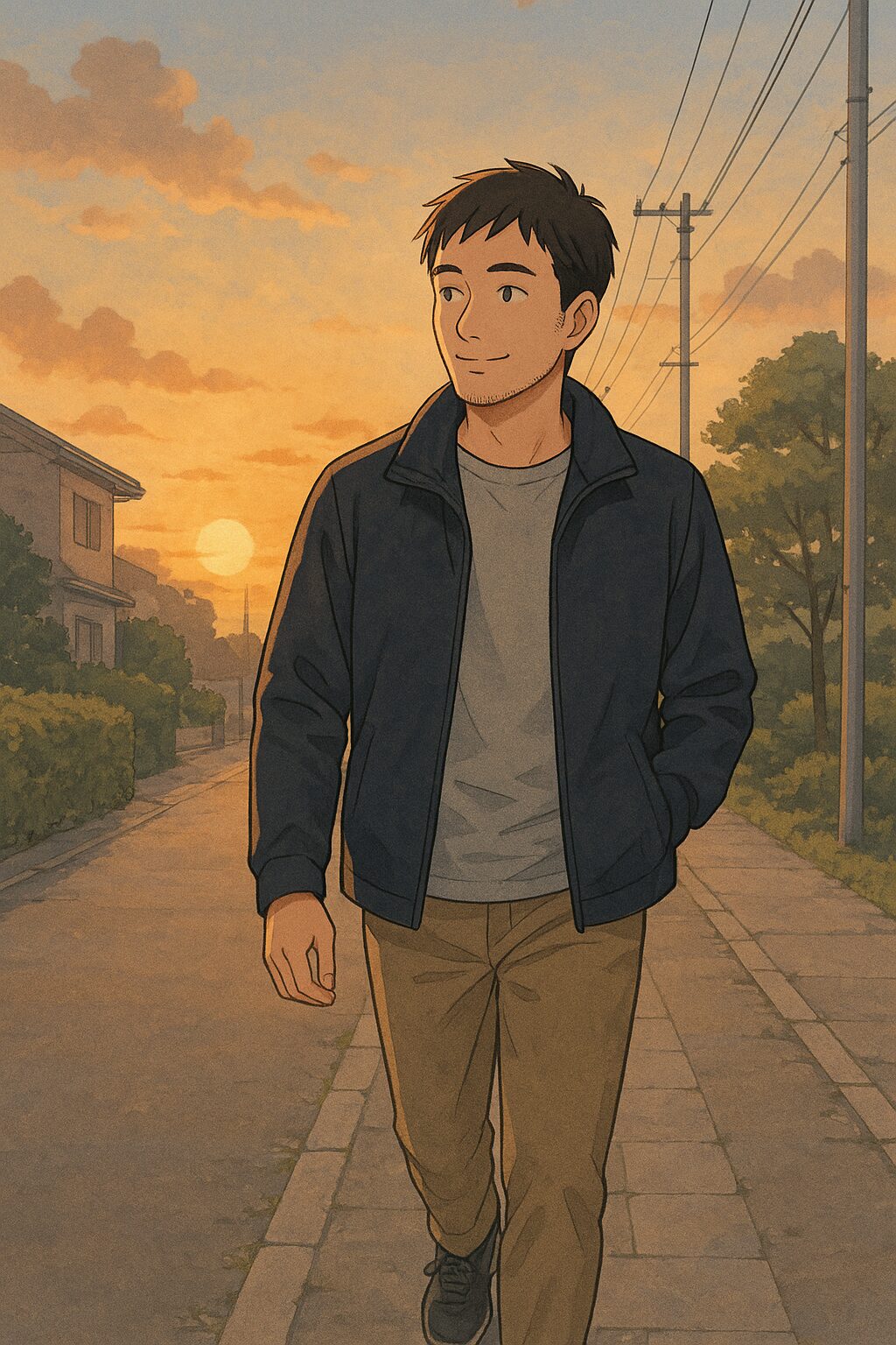 朝散歩するおじさん